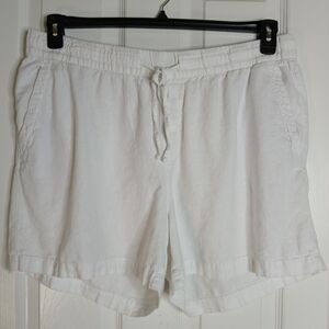 Women's Linen Blend White Casual Shorts Sz XL